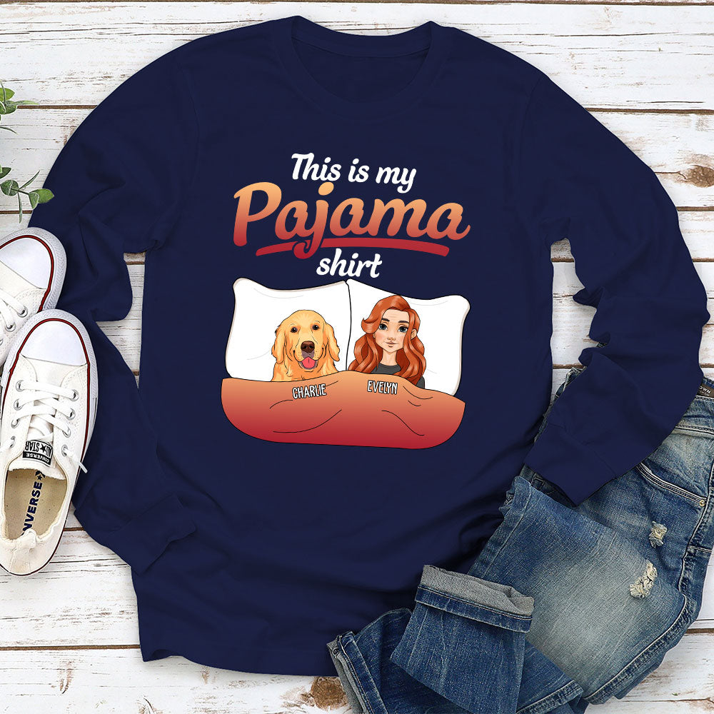 Personalized Custom Long Sleeve Pajama T-shirt with Pet Design - Ideal for Pet Lovers