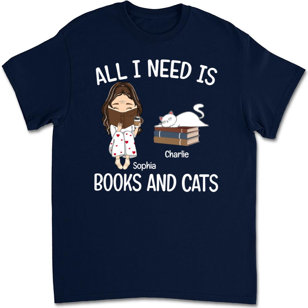 Books And Cats - Exquisite Personalized Custom Unisex 5.3 oz T-shirt