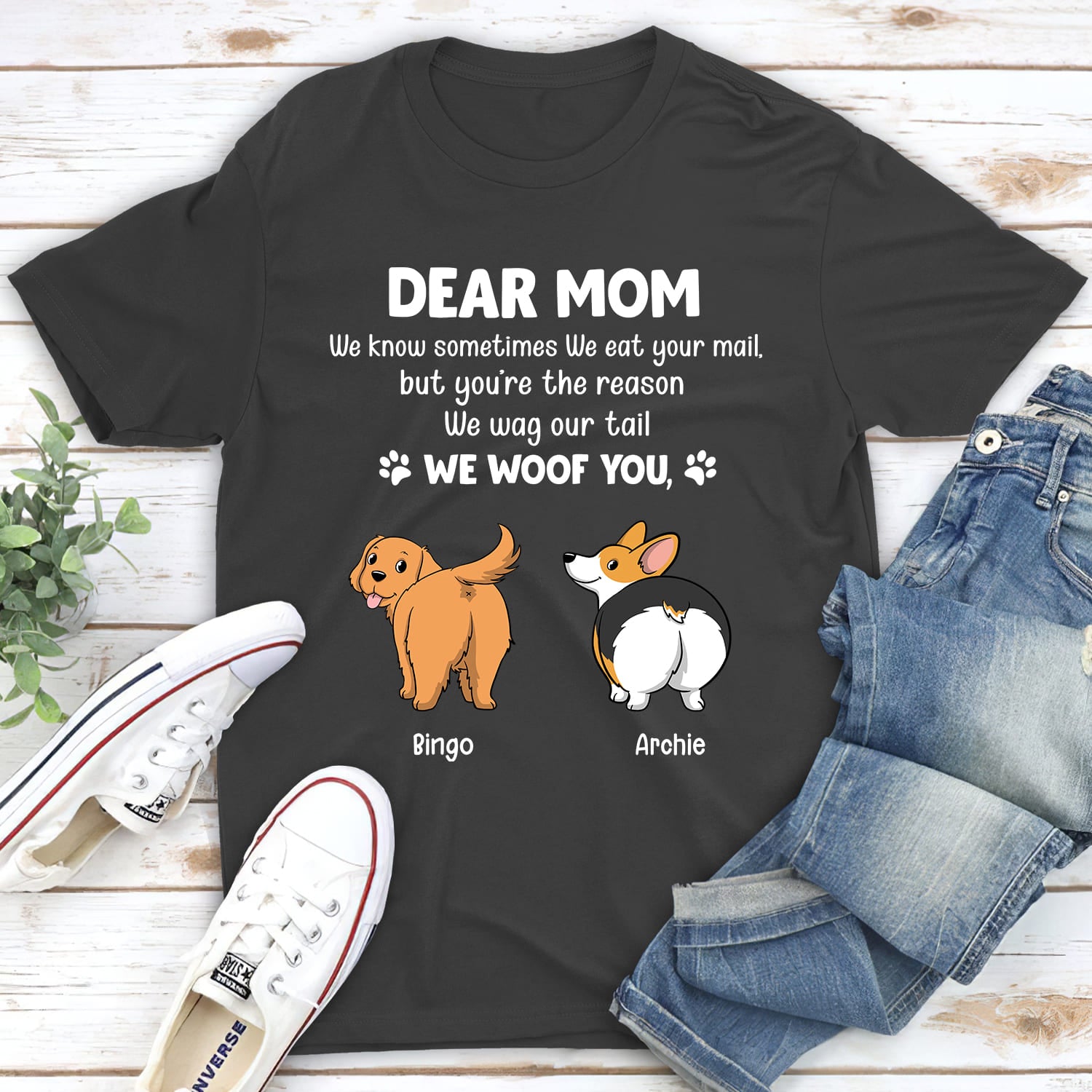 You Are The Reason I Wag My Tail - Personalized Custom Unisex 5.3 oz T-shirt for Pet Lovers