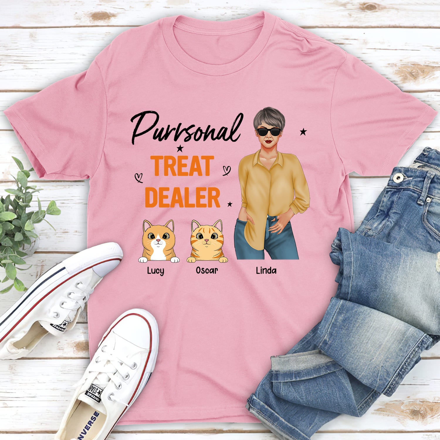 Customizable Unisex Cat Treat Dealer Personalized T-shirt - 5.3 oz