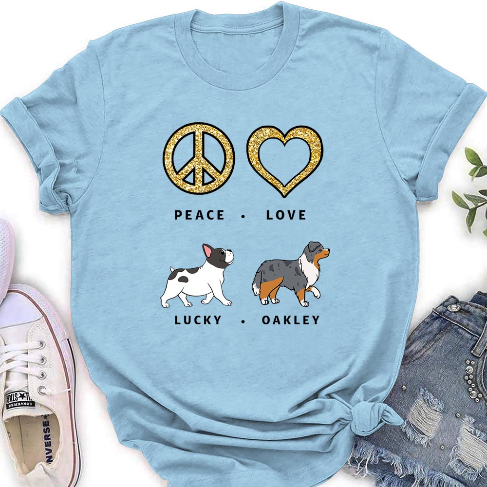 Peace Love Dog Pattern - Stylish Personalized Custom Women's T-shirt for Pet Lovers
