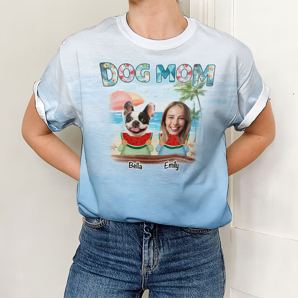 Customizable Dog Mom Summer Personalized All-over-print Photo T-shirt