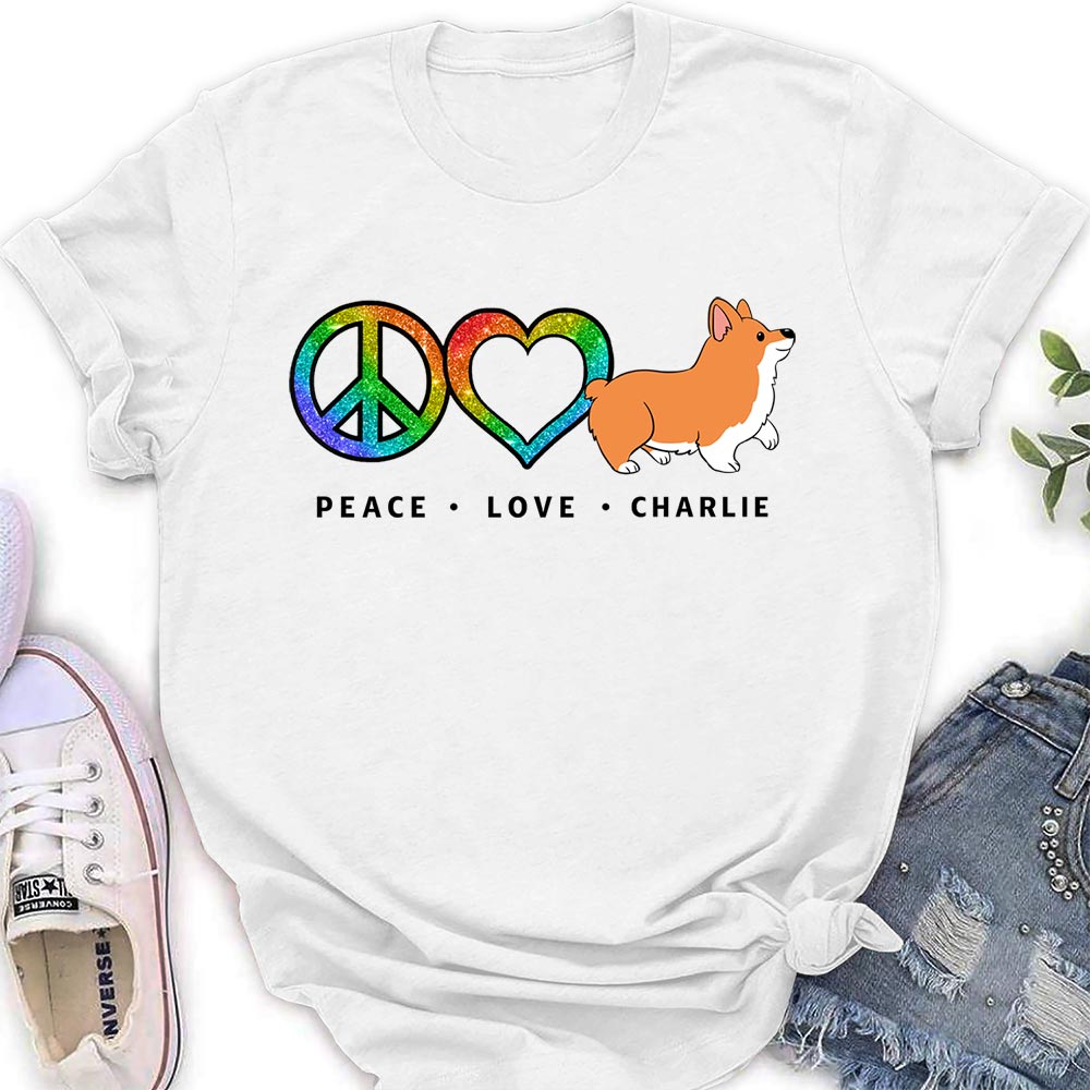 Peace Love Dog Pattern - Stylish Personalized Custom Women's T-shirt for Pet Lovers