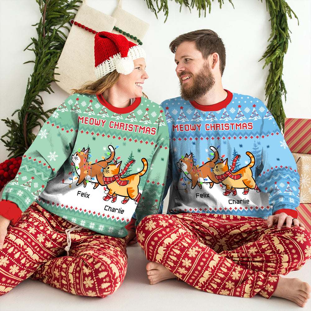 Meowy Christmas Mint - Exclusive Personalized Custom All-Over-Print Unisex 8.8 oz Sweatshirt