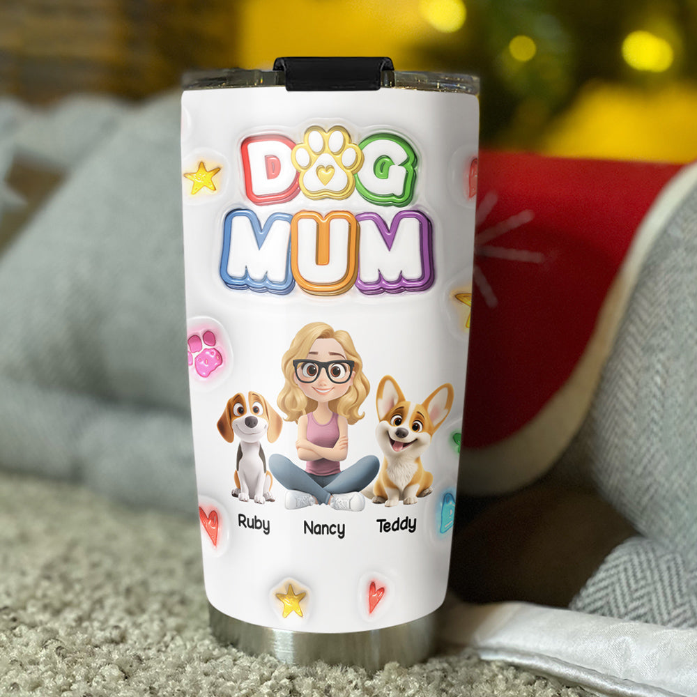 Best Dog Mom Ever Personalized Custom 3D Inflated Effect Crayon - Style Tumbler, 20oz