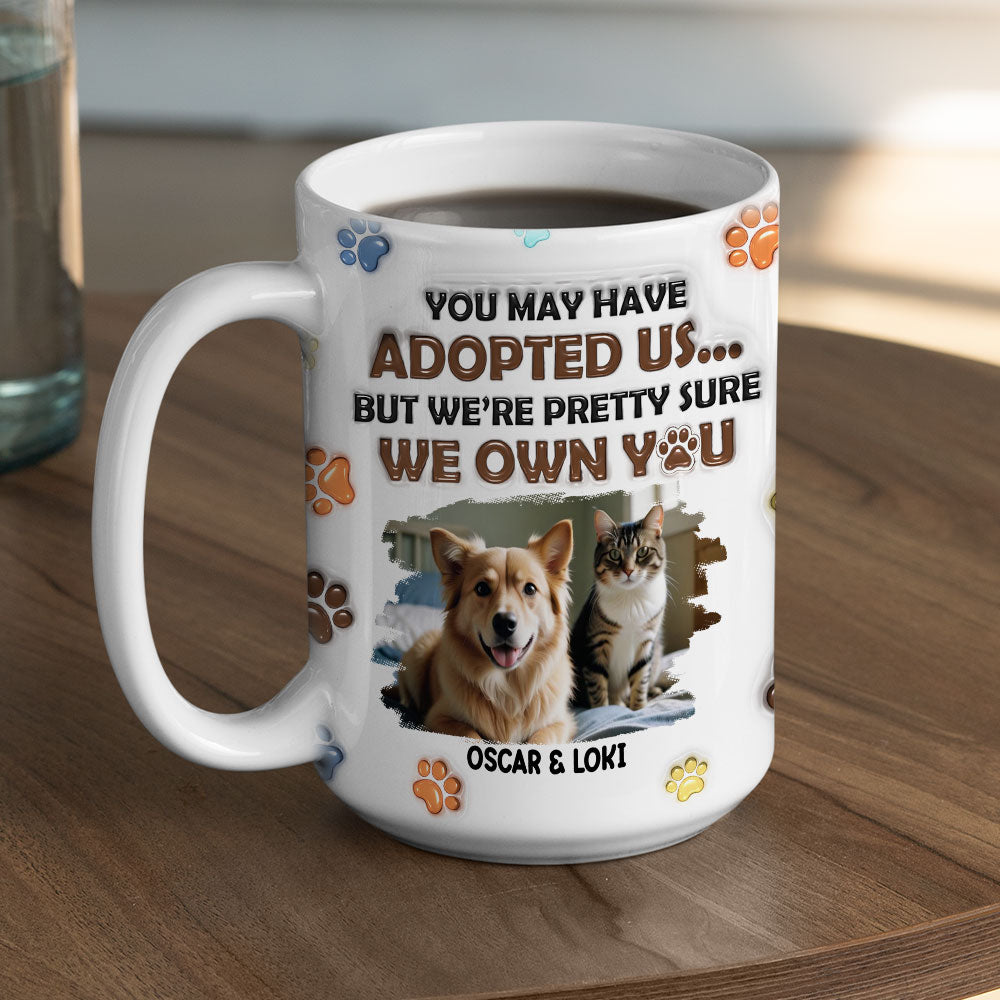 Personalized Custom 3D Inflated Effect Mug with Adopted Pets Photo - 11oz High - Quality Ceramic Mug
