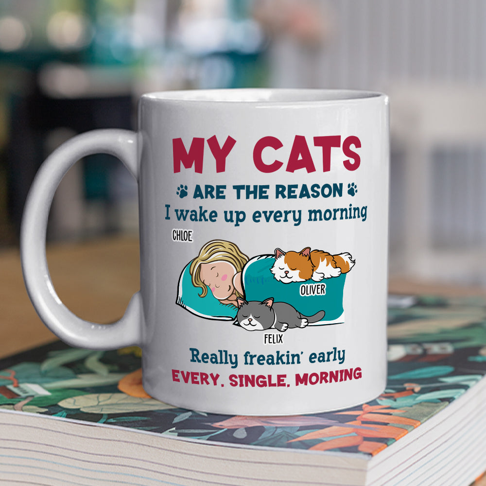 My Cat Wakes Me Up - Personalized Custom Coffee Mug for Pet Lovers