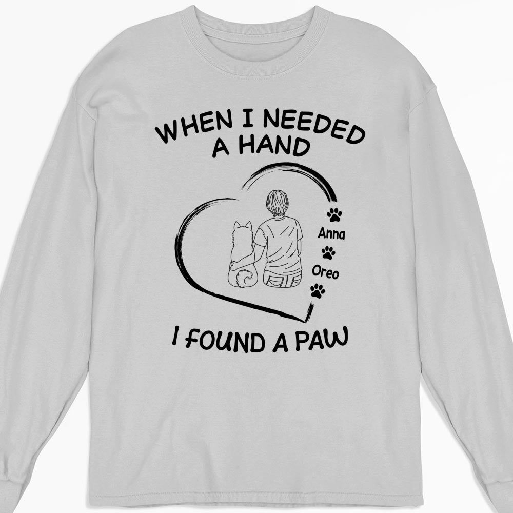 I Found A Paw - Exclusive Personalized Custom Long Sleeve T-shirt for Pet Lovers