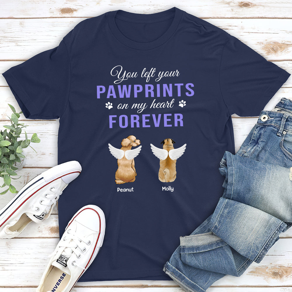 You Left Your Pawprints - Personalized Custom Unisex Memorial T-shirt for Pet Lovers