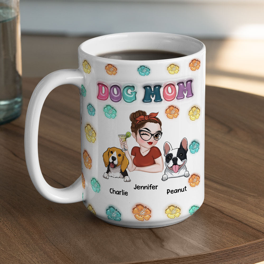Dog Mom Summer - Personalized Custom 3D Inflated Effect 11oz Ceramic Mug for All Beverages