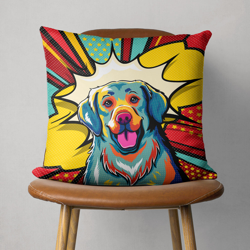Adorable Golden Retriever Pop Art Throw Pillow - 12'x12', 14'x14', 18'x18'