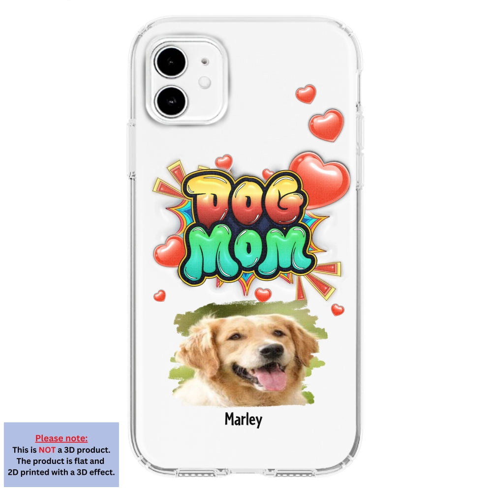 Dog Mom Gradient Photo - Personalized Custom 3D Inflated Effect Luxury Phone Case for Smartphones