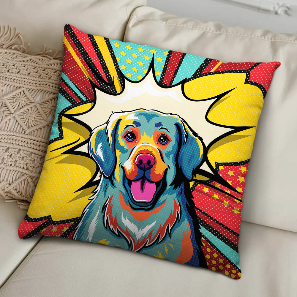 Adorable Golden Retriever Pop Art Throw Pillow - 12'x12', 14'x14', 18'x18'