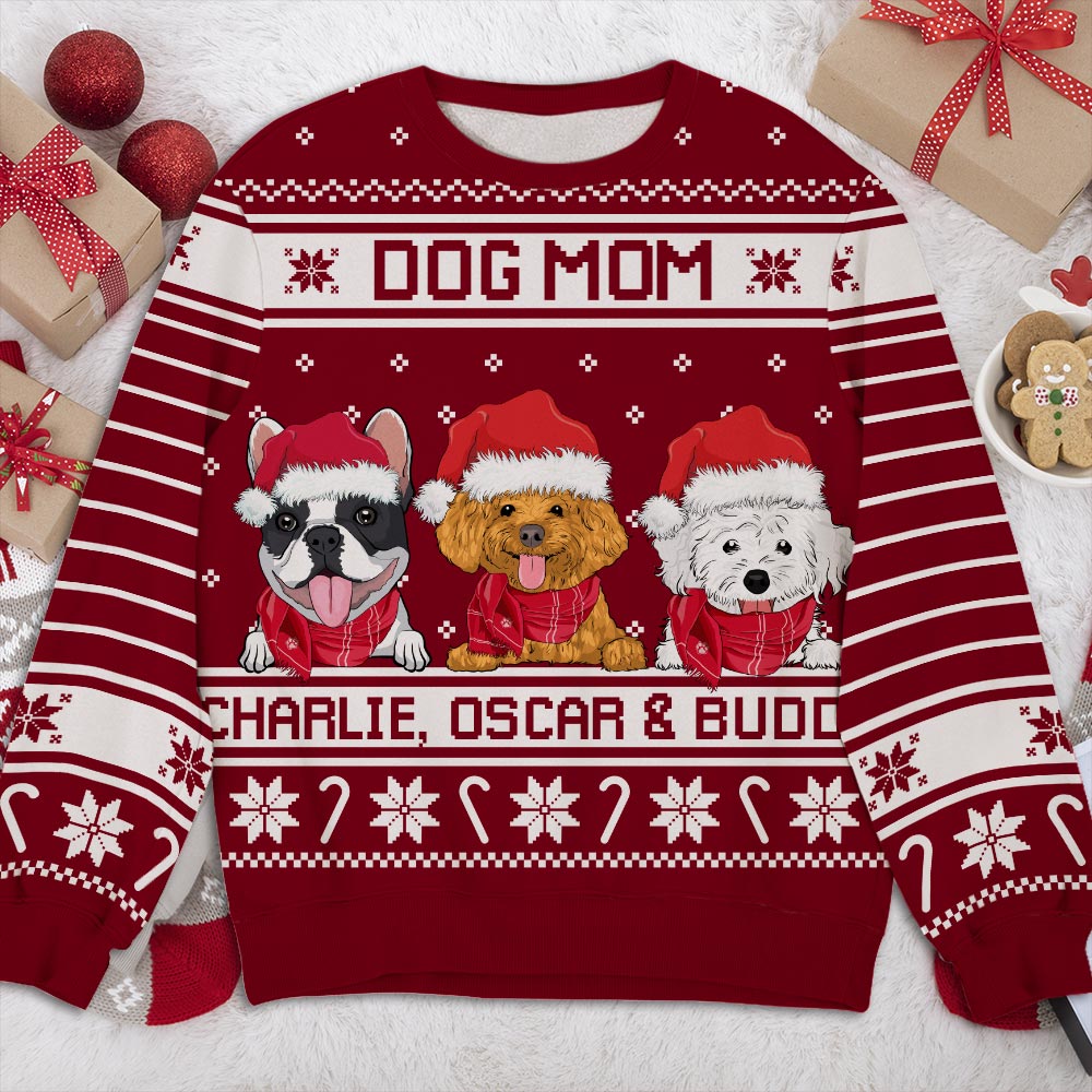 Best Dog Parents - Personalized Custom All-Over-Print Unisex 8.8 oz Polyester Blend Sweatshirt for the Holidays