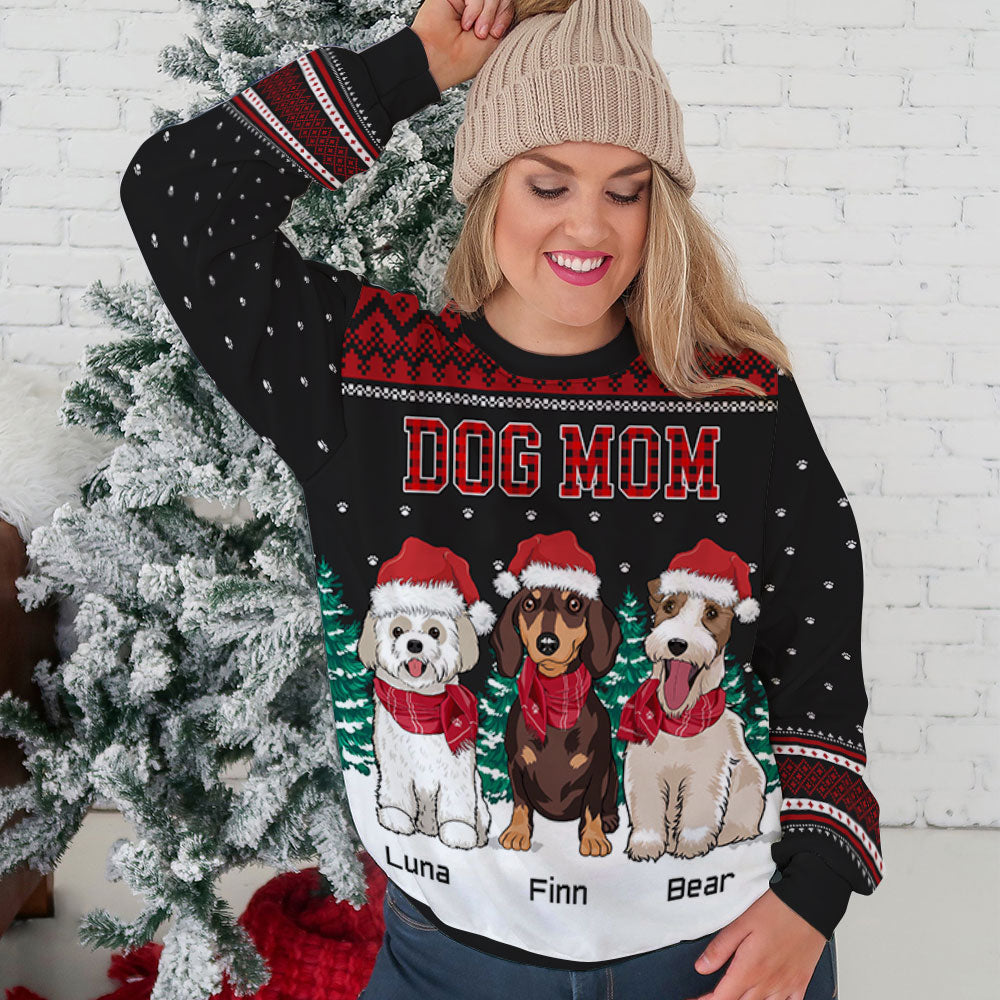 Dog Dad Mom Pattern - Personalized Custom All-Over-Print Unisex 8.8 oz Polyester Blend Sweatshirt for Pet Lovers