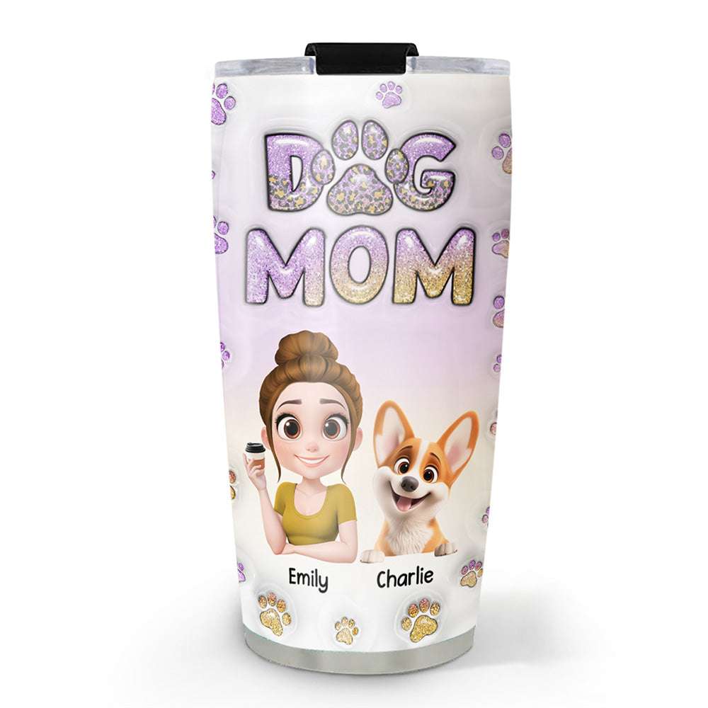 Unique Personalized Custom 3D Inflated Effect Tumbler - The Perfect Dog Mom Keepsake