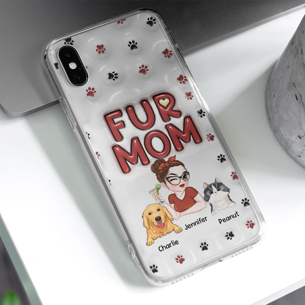 Lovely Fur Mom - Personalized Custom 3D Inflated Effect TPU Phone Case for Smartphones