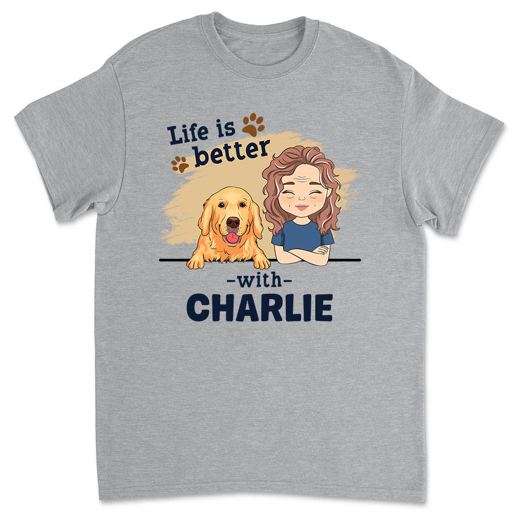 With Dog Chibi - Personalized Custom Unisex 5.3 oz T-shirt for Pet Lovers