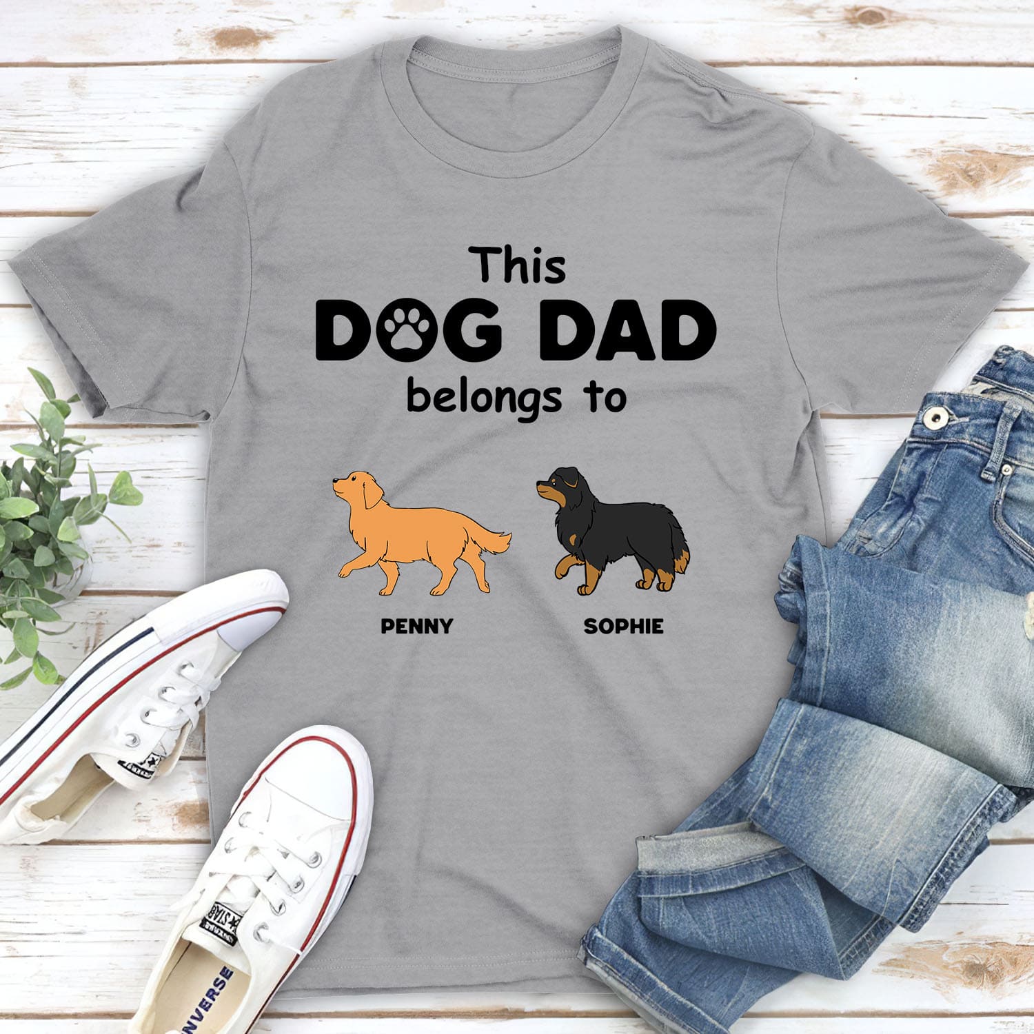 Dog Mom Belongs To - Personalized Custom Unisex 5.3 oz Heavy Cotton T-shirt for Pet Lovers