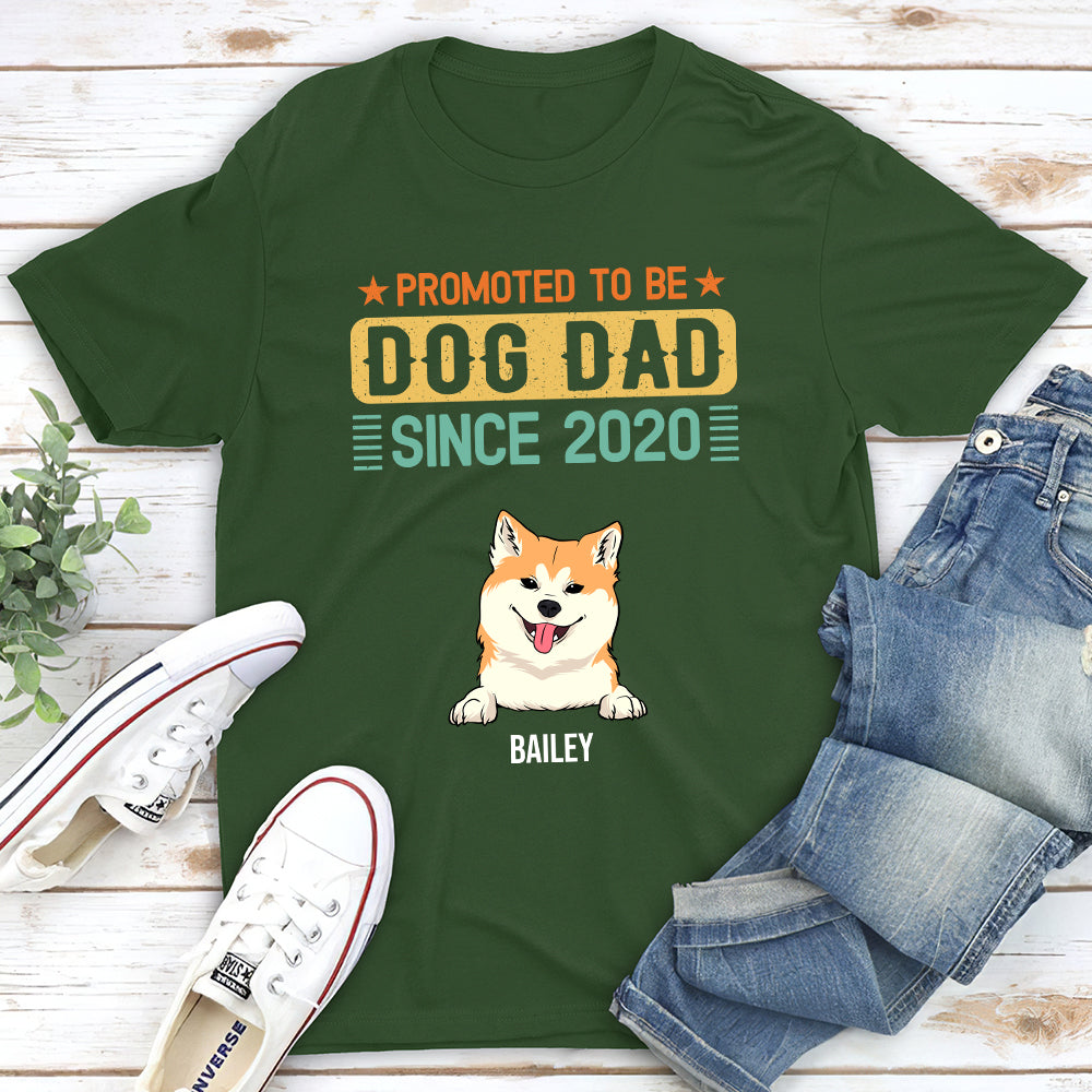Promoted To Dog Dad - Personalized Custom Unisex 5.3 oz T-shirt for Pet Lovers