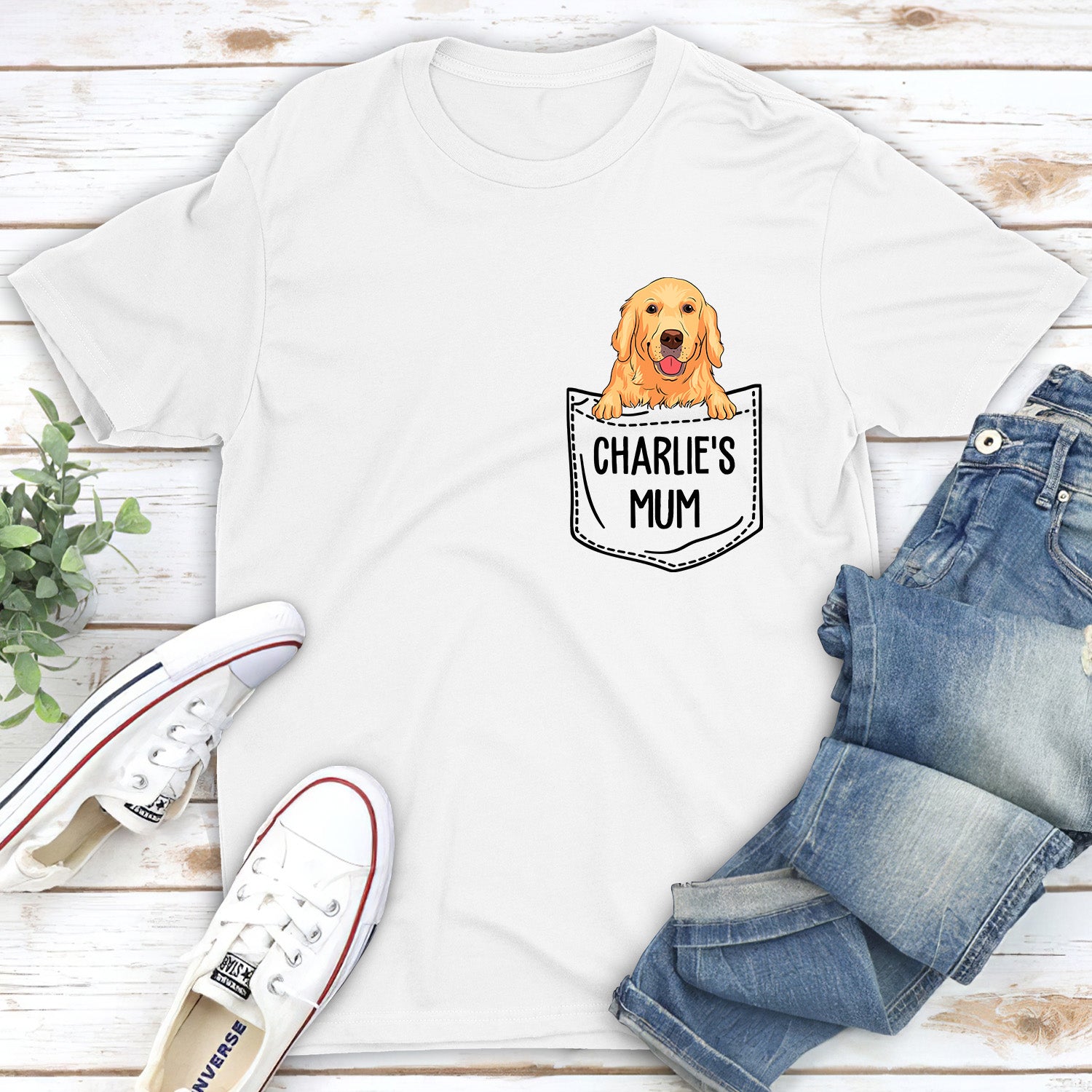 Personalized Custom Unisex Pocket Dog Mom/Dad T-shirt - Ideal Gift for Pet Lovers