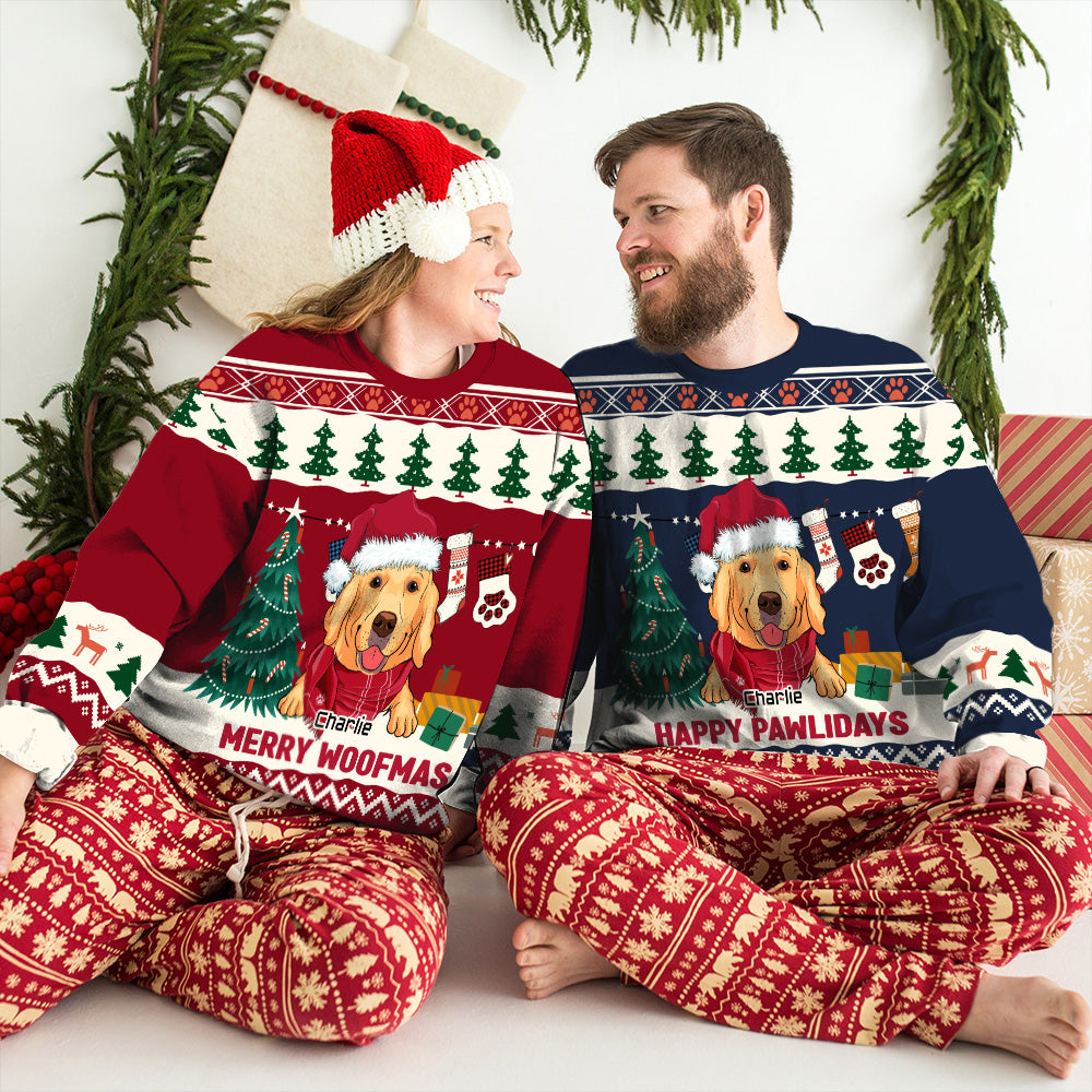 Pawlidays Personalized Custom All-Over-Print Unisex Pet Winter Sweatshirt - Ideal Gift for Pet Lovers