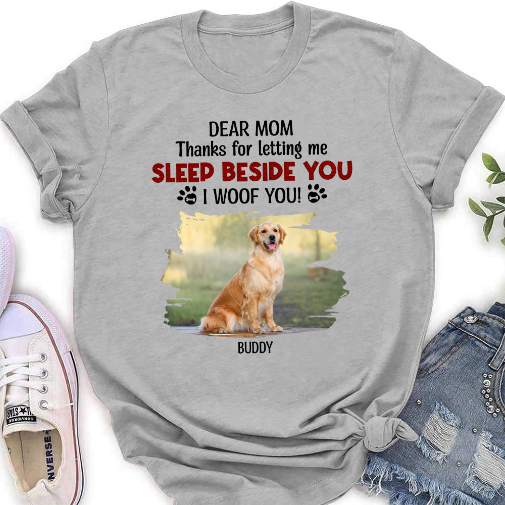 Letting Me Sleep Beside You - Customizable Personalized Women's T-shirt for Pet Lovers
