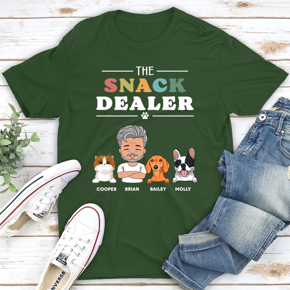 Personalized Custom Unisex 5.3 oz Pets Snack Dealer T-shirt - Ideal Gift for Pet Lovers