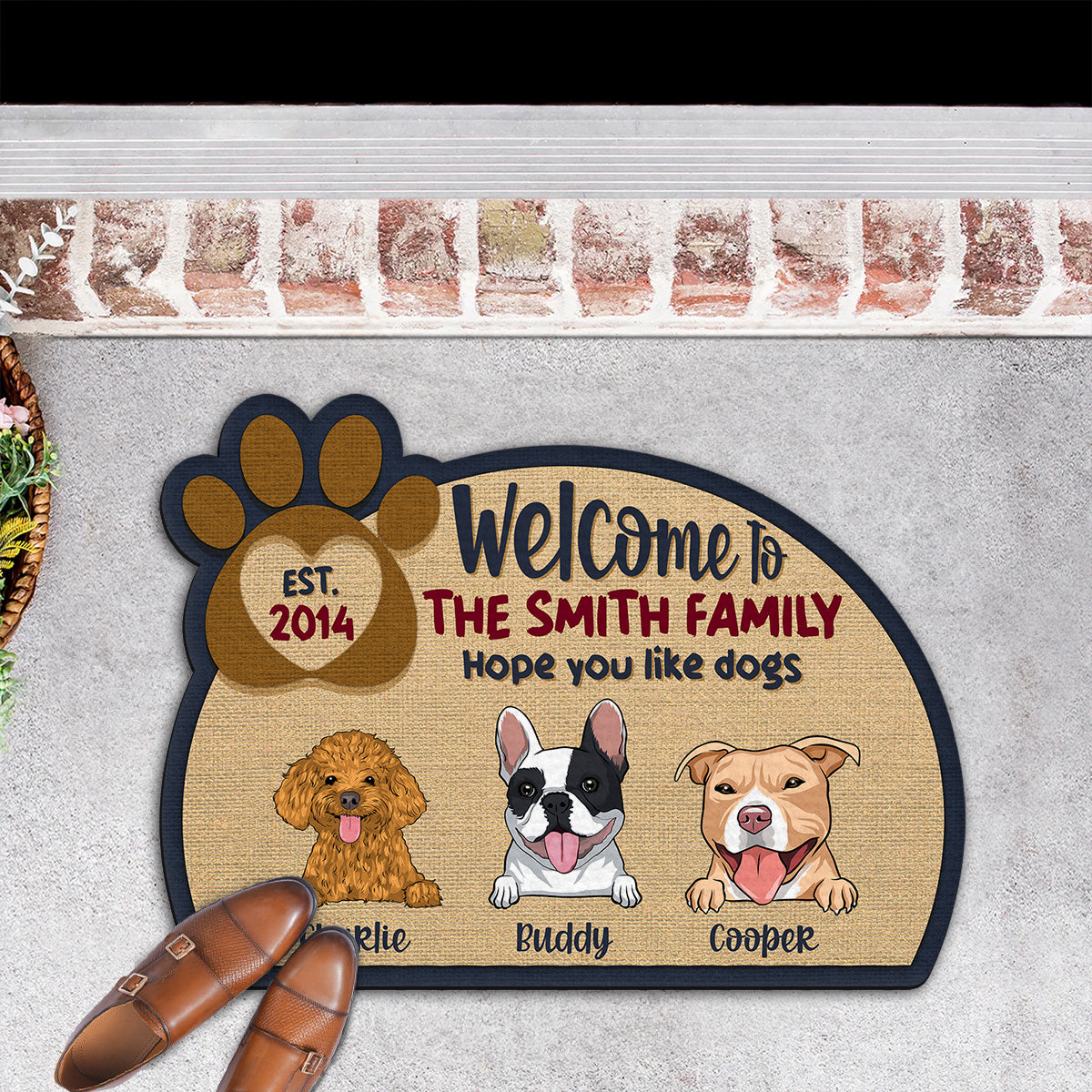 Welcome To Our Family - Exclusive Personalized Custom Doormat with Dog Picture for Pet Lovers
