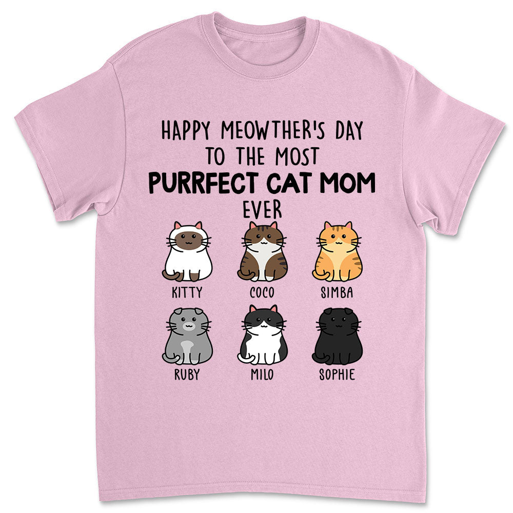 Purrfect Cat Mom - Personalized Custom Unisex 5.3 oz T-shirt - Ideal Gifts For Cat Lovers