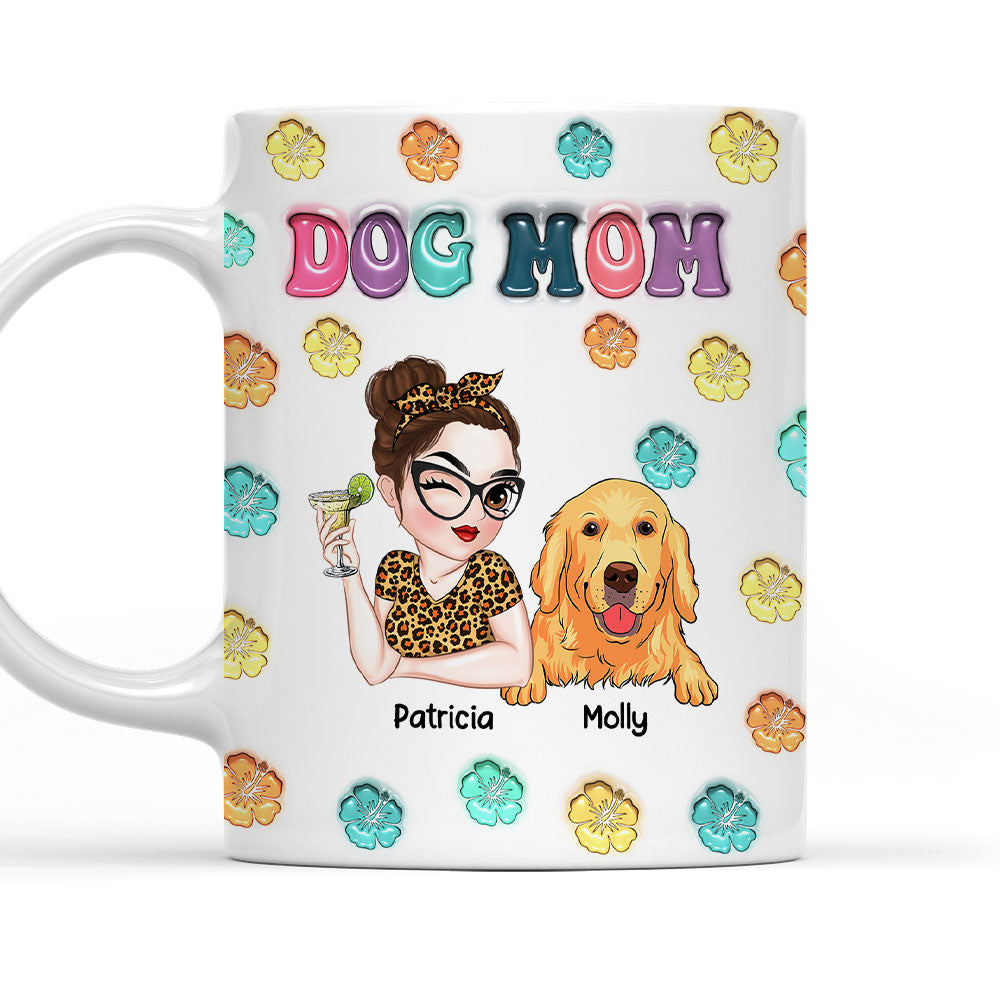 Dog Mom Summer - Personalized Custom 3D Inflated Effect 11oz Ceramic Mug for All Beverages