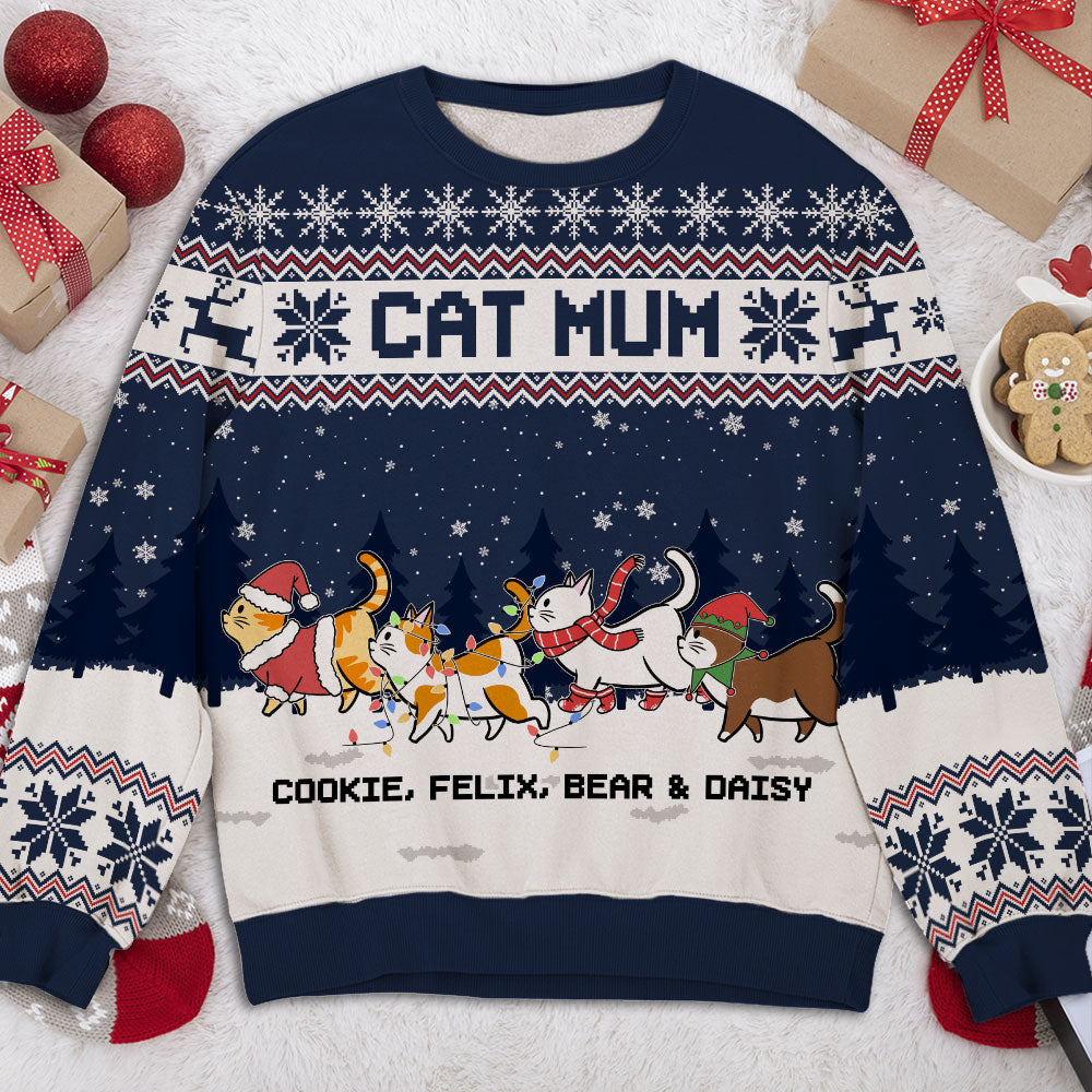 Cat Parents - Personalized Custom All-Over-Print Unisex 8.8 oz Polyester Blend Sweatshirt