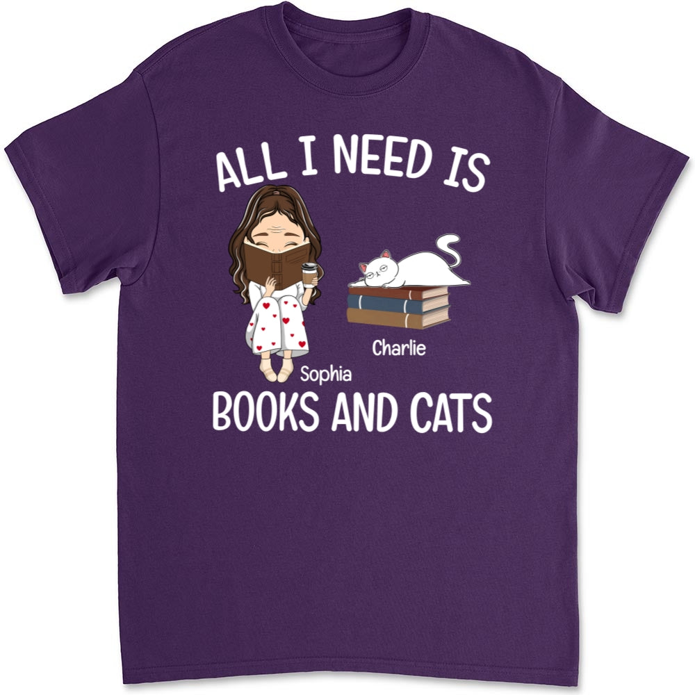 Books And Cats - Exquisite Personalized Custom Unisex 5.3 oz T-shirt