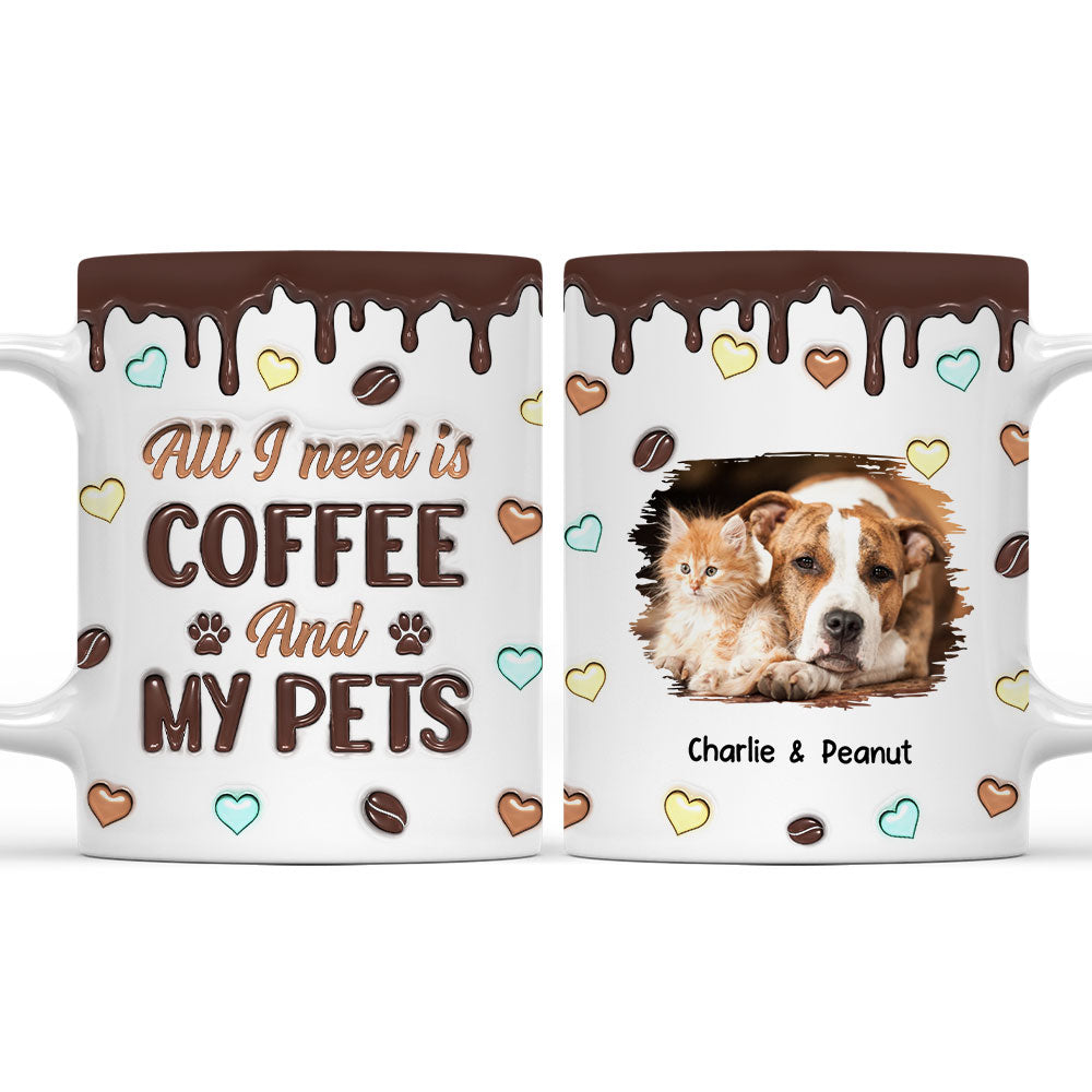 Personalized Custom 3D Inflated Effect Coffee and Pet Photo Mug - 11oz & 15oz