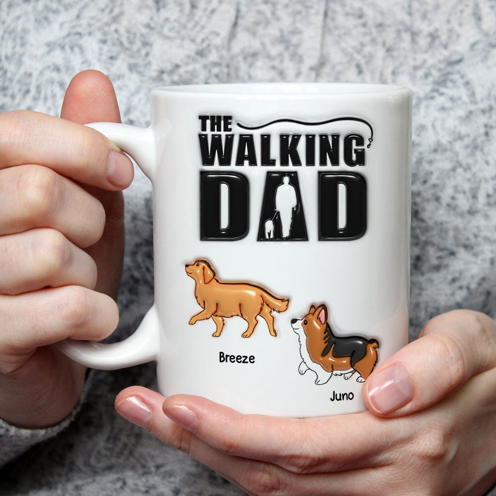 Walking Dad - Unique Personalized Custom 3D Inflated Effect Ceramic Mug in 11oz and 15oz Sizes