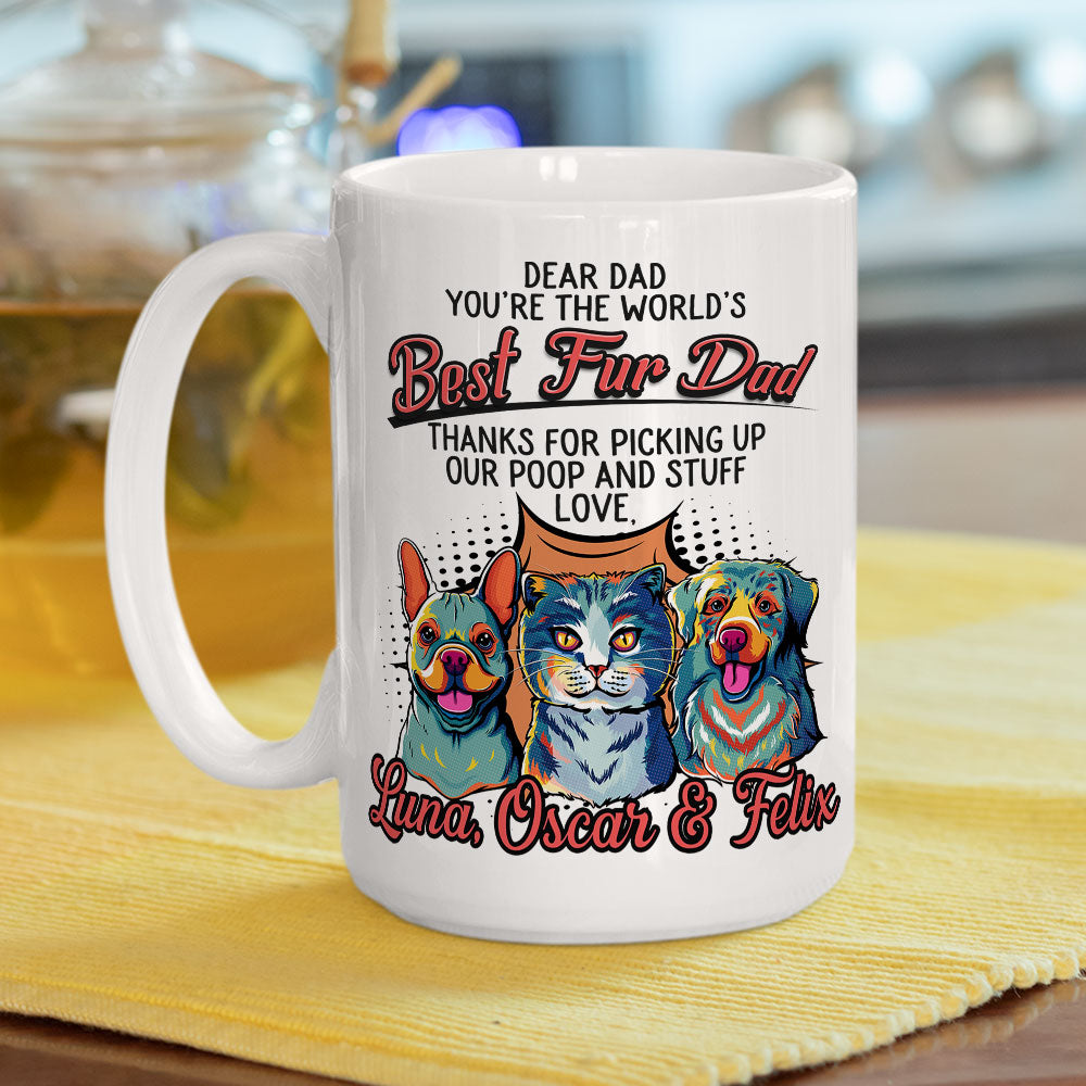 Pop Art Love Fur Dad - One-of-a-Kind Personalized Custom Coffee Mug for Pet Lovers