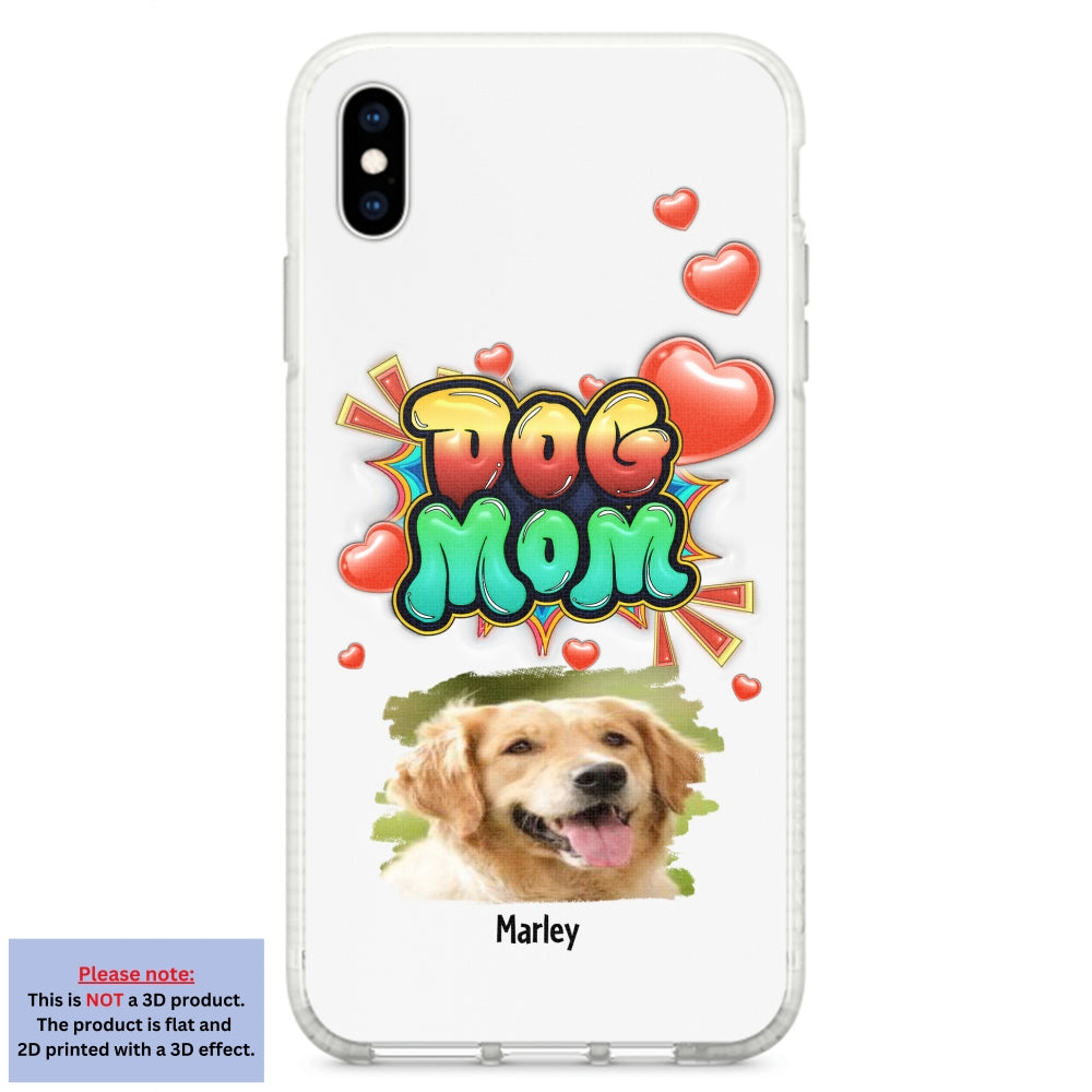Dog Mom Gradient Photo - Personalized Custom 3D Inflated Effect Luxury Phone Case for Smartphones
