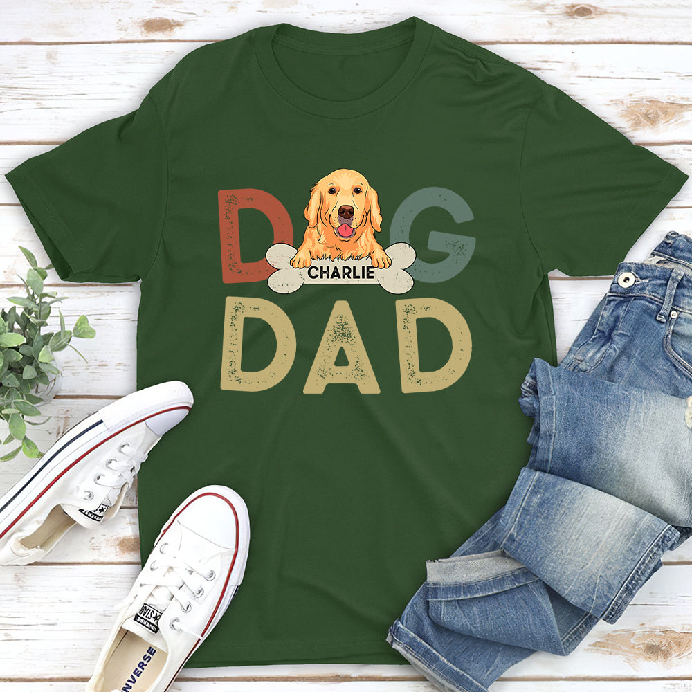 Stylish Dog Dad Retro - Personalized Custom Unisex 5.3 oz T-shirt