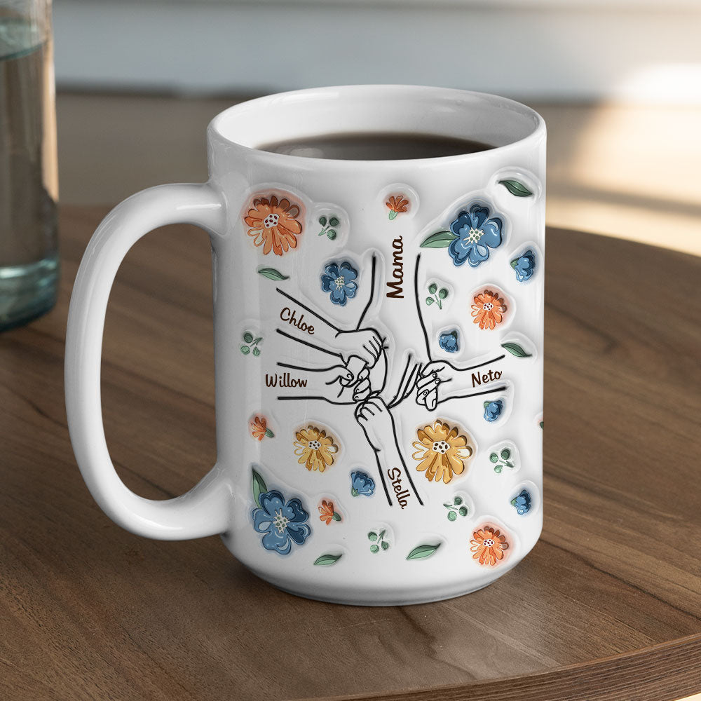 Hold My Hand, Hold My Heart - Premium Personalized Custom 3D Inflated Effect Ceramic Mug in 11oz and 15oz Sizes