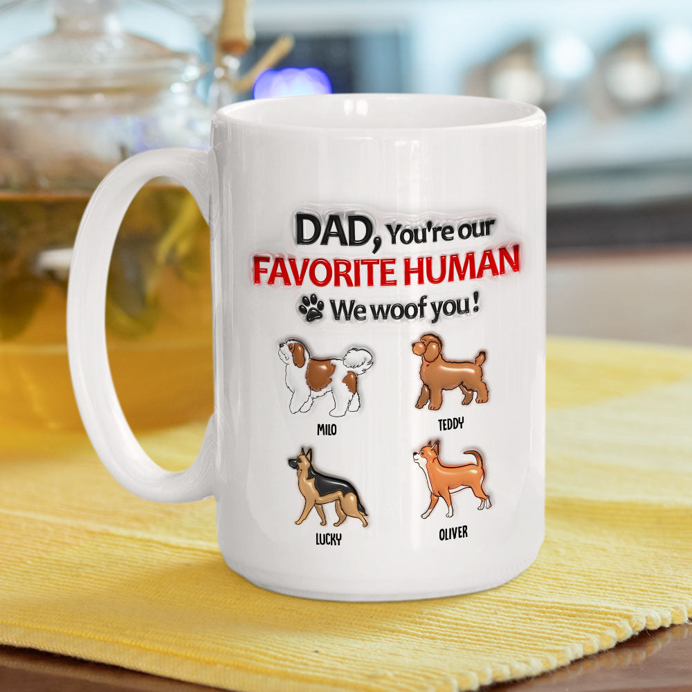 Favorite Human - Stunning Personalized Custom 3D Inflated Effect Ceramic Mug for Pet Lovers