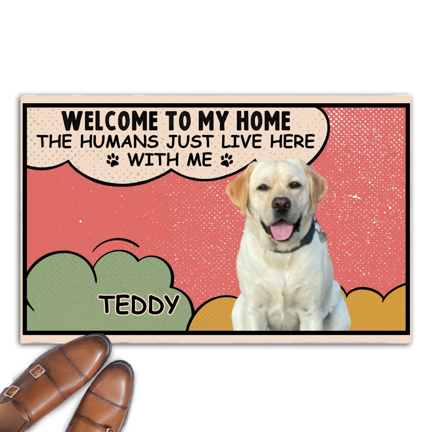 Personalized Custom Humans Just Live Here Photo Doormat for Pet Lovers