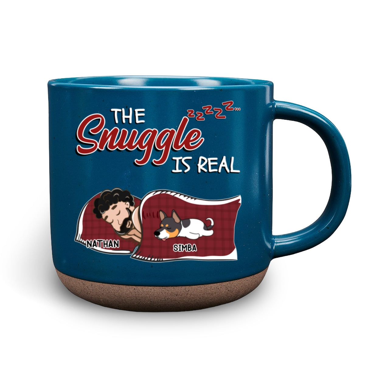 The Cuddle - 11oz Personalized Custom Ceramic Pottery Mug in Dark Blue or White
