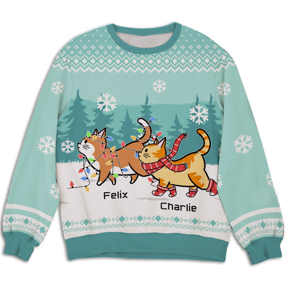 Cat Walking Mint - Personalized Custom All-Over-Print Unisex 8.8 oz Polyester Blend Sweatshirt