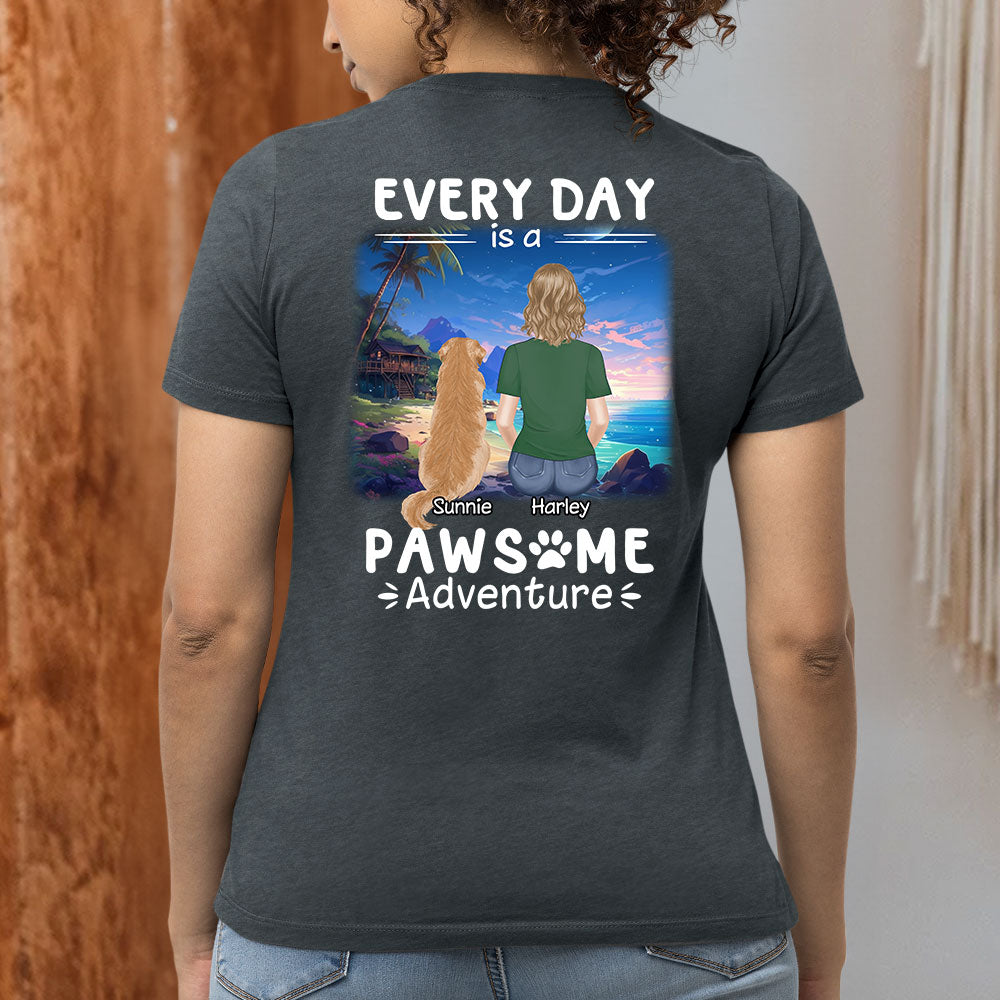 Pawsome Adventure - Exclusive Personalized Custom Women's Cotton Blend T-shirt for Pet Lovers
