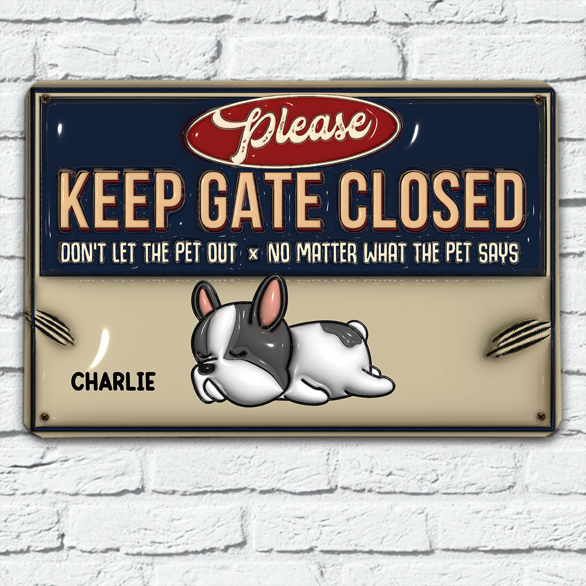 Exclusive Personalized Custom 3D Inflated Effect Metal Sign - Keep Pets Safe Inside