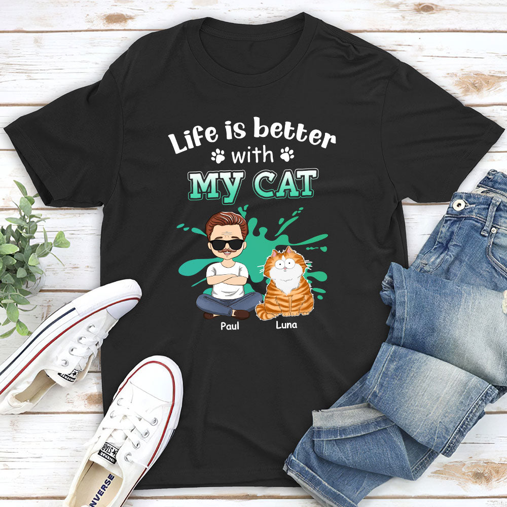 Life Is Better Funny - Personalized Custom Unisex 5.3 oz T-shirt for Pet Lovers