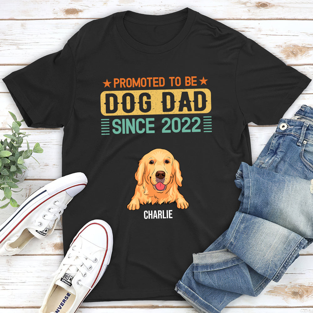 Promoted To Dog Dad - Personalized Custom Unisex 5.3 oz T-shirt for Pet Lovers