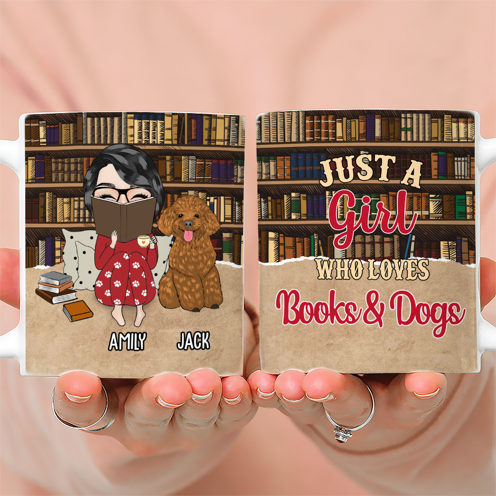 Girl & Books - Unique Personalized Custom Coffee Mug for Pet Lovers