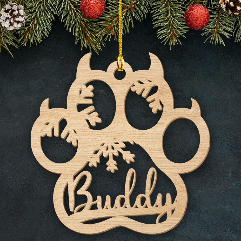 Cat Paw - Personalized Custom 1-layered Wood Christmas Ornament for Pet Lovers