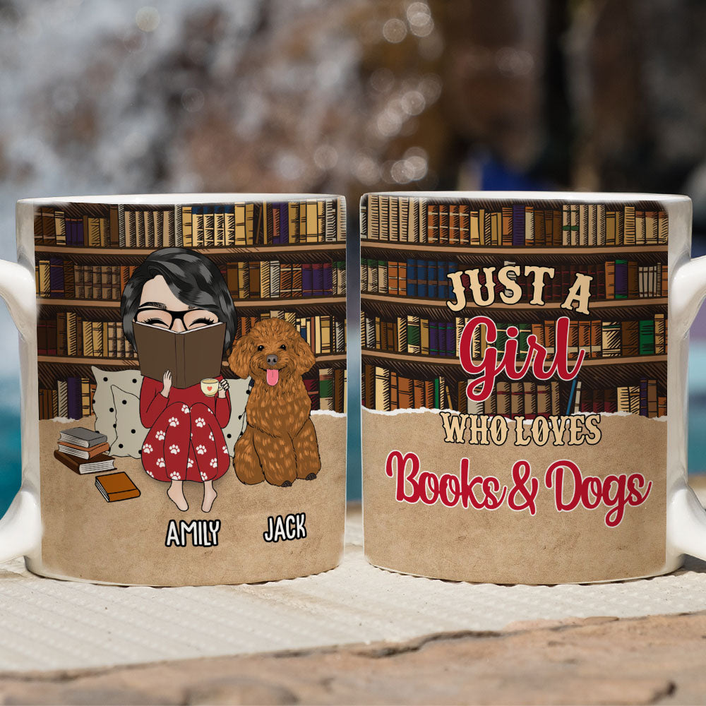 Girl & Books - Unique Personalized Custom Coffee Mug for Pet Lovers
